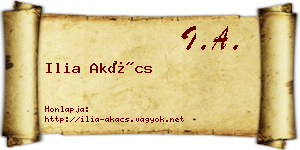 Ilia Akács névjegykártya